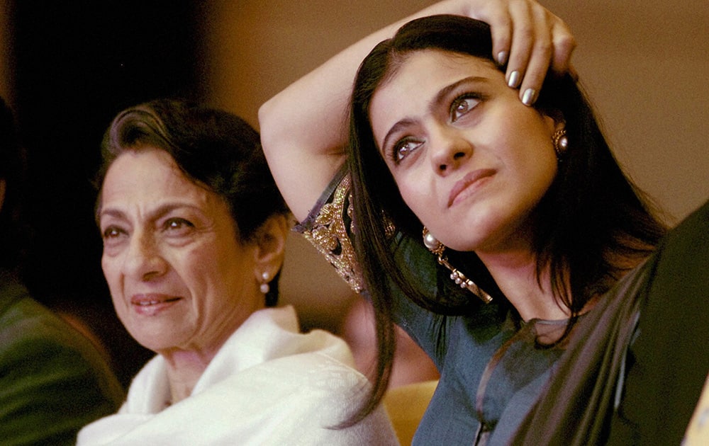 Actress Kajol with her mother actress Tanuja at a seminar on breast cancer in Pune.