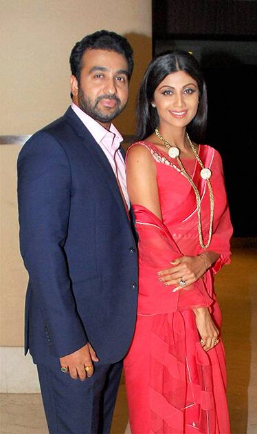 Shilpa Shetty along with her husband Raj Kundra at the birthday party of Priyanka Chopra in Mumbai.