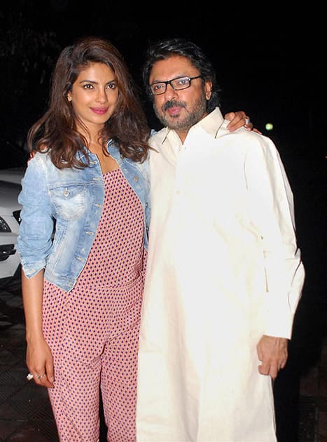 Priyanka Chopra and filmmaker Sanjay Leela Bansali at her birthday party in Mumbai.