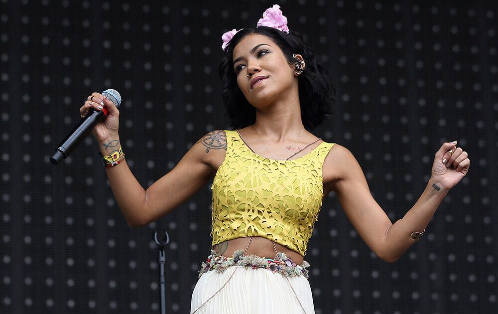 Jhene Aiko performs at Lollapalooza in Chicago's Grant Park.