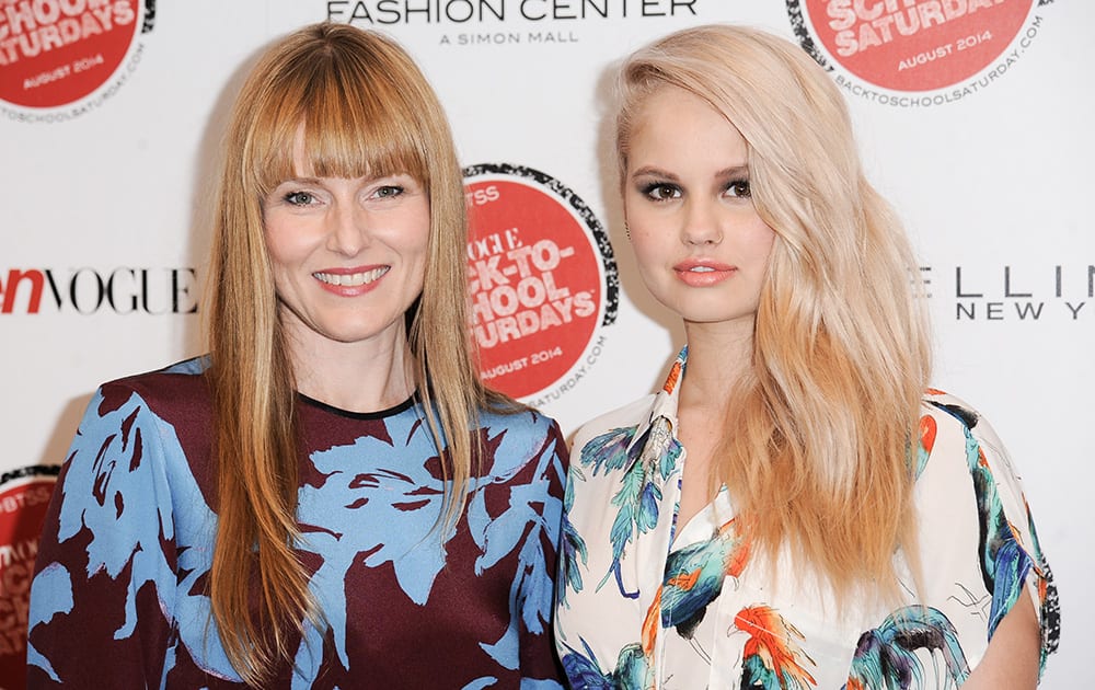 Teen Vogue editor in chief Amy Astley and Debby Ryan attend the Teen Vogue Back To School Launch Event, in Torrance, Calif.