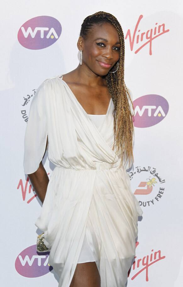 US tennis player Venus Williams arrives for the Pre-Wimbledon Party, at Kensington Roof Gardens in west London.