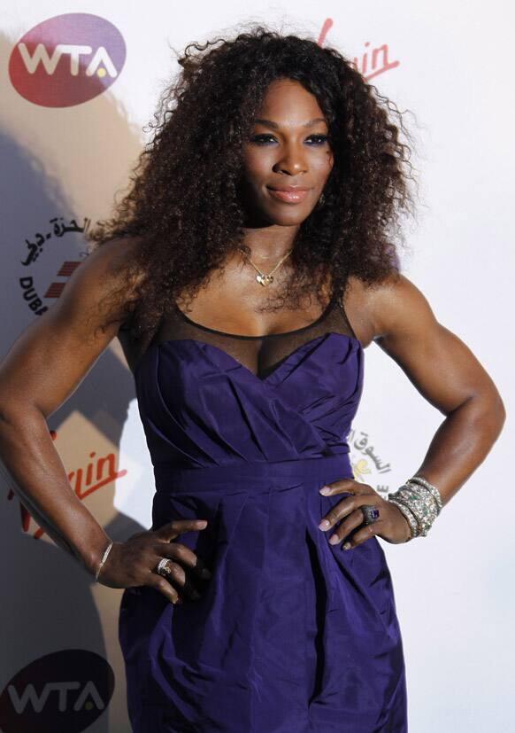 US tennis player Serena Williams arrives for the Pre-Wimbledon Party, at Kensington Roof Gardens in west London.