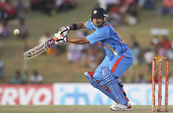 Suresh Raina bats during the first one-day international cricket match between Sri Lanka and India in Hambantota.