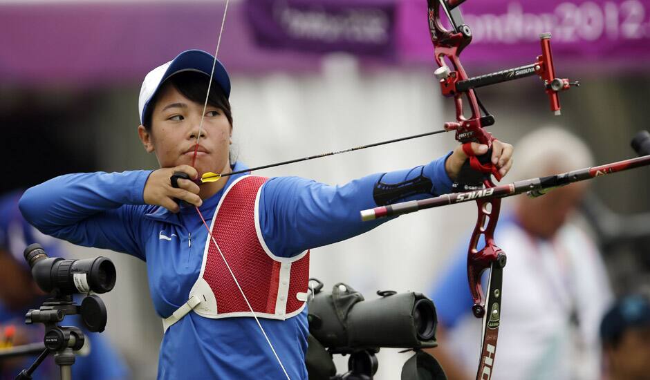 Taiwan's Ta Ya-Ting aims for the target during an individual ranking round at the 2012 Summer Olympics in London.