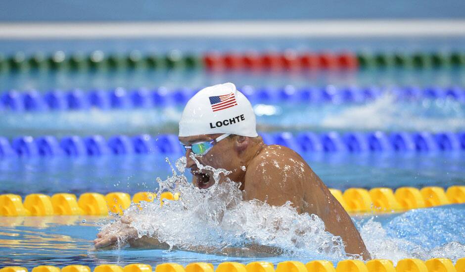 USA's Ryan Lochte competes in a heat of the men's 400-meter individual medley at the Aquatics Centre in the Olympic Park during the 2012 Summer Olympics in London.