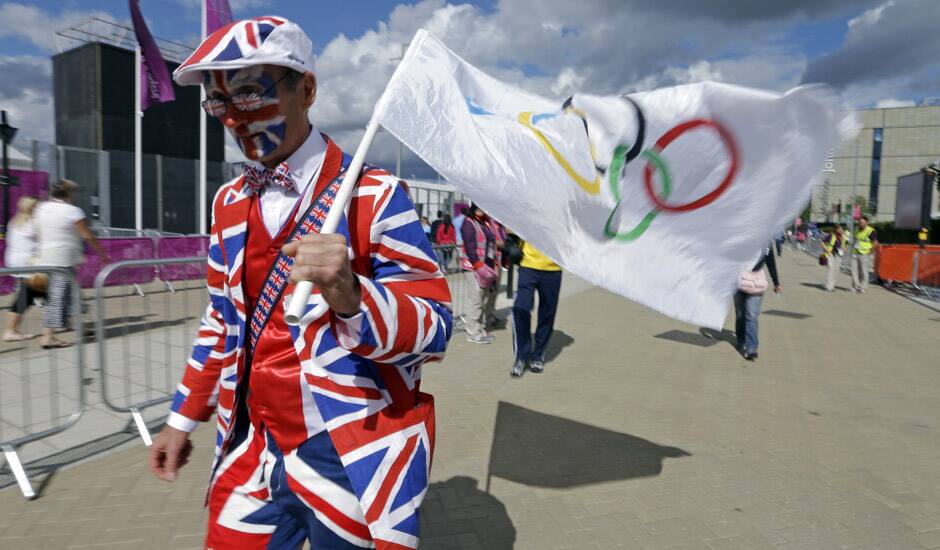 Michael Burn walks to the Olympic Park at the 2012 Summer Olympics in London. 