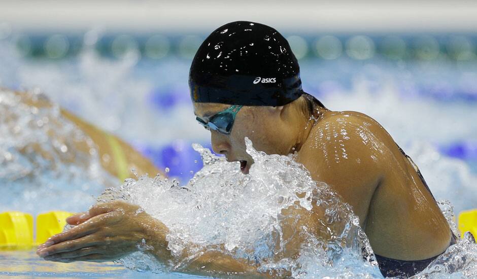 Japan's Satomi Suzuki swims during her women's 200-meter breaststroke semifinal at the Aquatics Centre in the Olympic Park during the 2012 Summer Olympics in London.