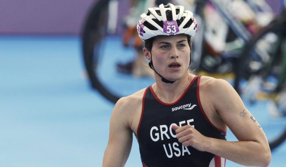 United States' Sarah Groff leaves the transition during the triathlon at the 2012 Summer Olympics.