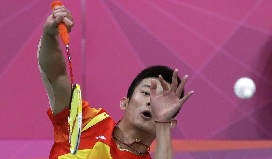 China's Chen Long plays against South Korea's Lee Hyun-il in the men's singles badminton bronze medal match at the 2012 Summer Olympics.