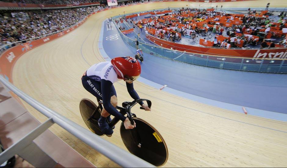 Britain's Victoria Pendleton competes in the track cycling women's sprint during the 2012 Summer Olympics in London.