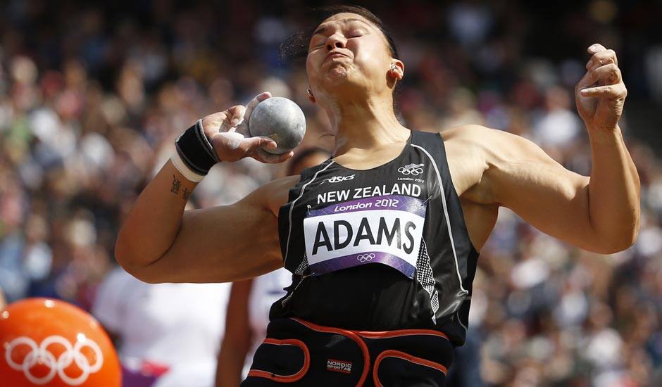 New Zealand's Valerie Adams takes a throw in a women's shot put qualification round during the athletics in the Olympic Stadium at the 2012 Summer Olympics.