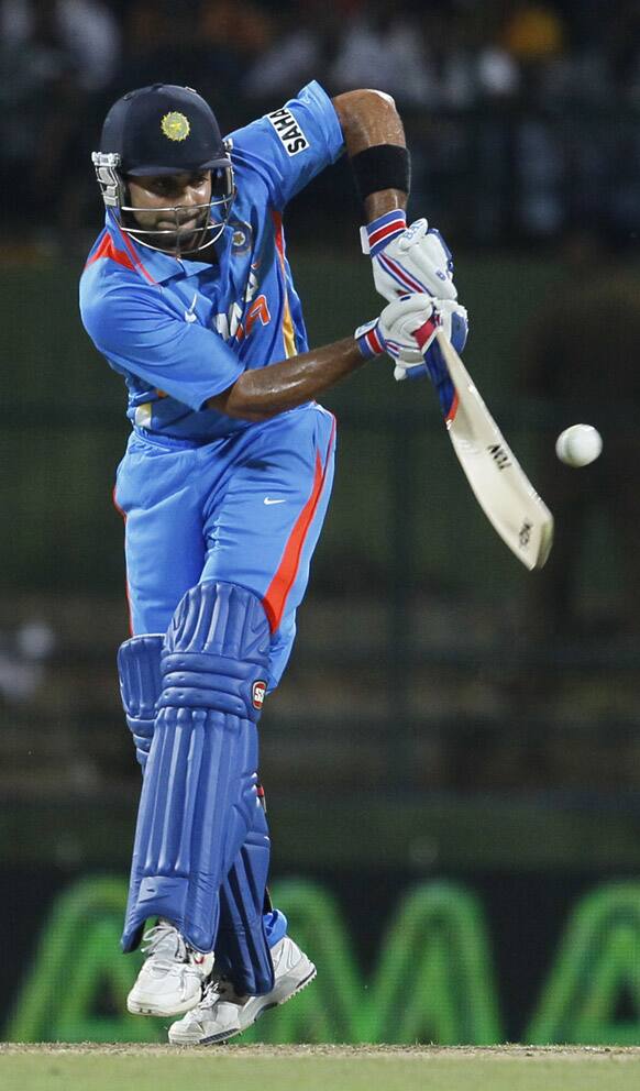 Virat Kohli bats during a Twenty20 cricket match between India and Sri Lanka in Pallekele.