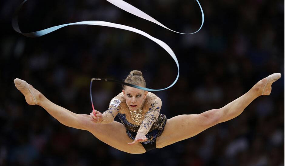 Australia's Janine Murray performs during the rhythmic gymnastics individual all-around qualifications at the 2012 Summer Olympics in London.