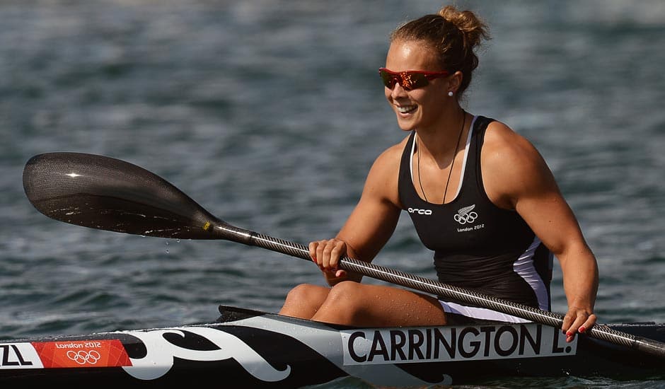 New Zealand's Lisa Carrington smiles after winning the gold medal in the kayak single 200-meter women's final at the 2012 Summer Olympics.