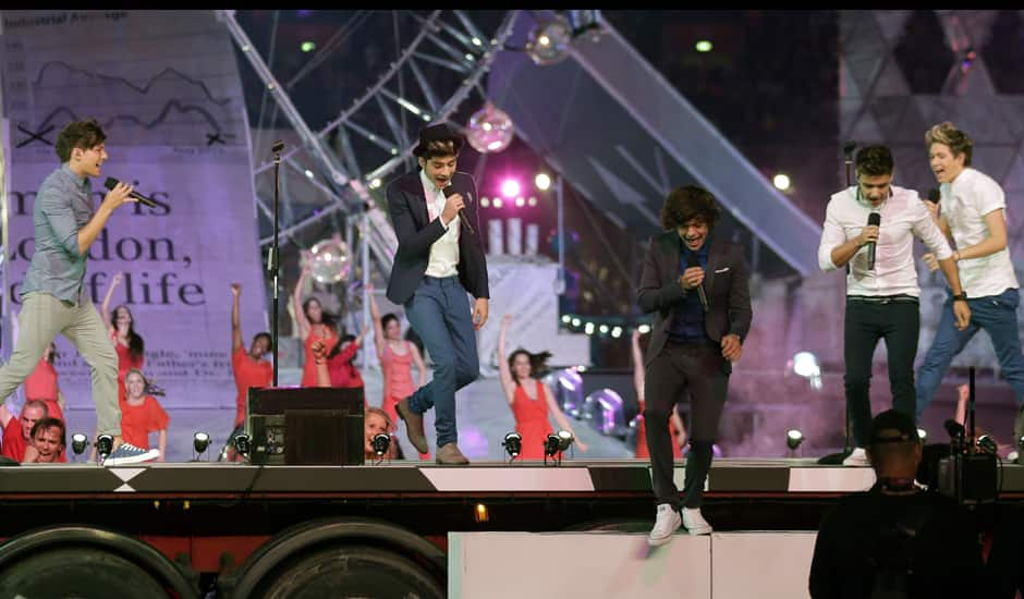 One Direction perform during the Closing Ceremony at the 2012 Summer Olympics, Sunday, Aug. 12, 2012, in London.