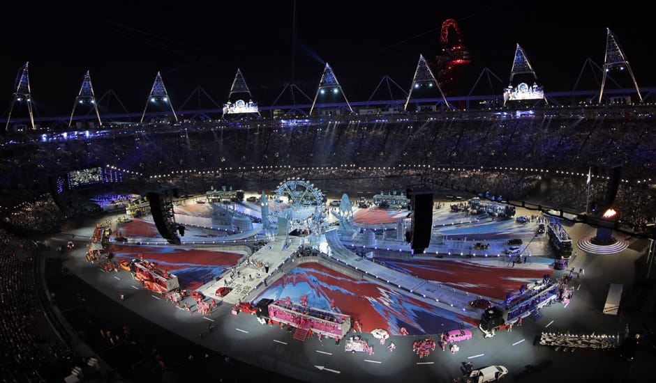 The Olympic Stadium is shown during the Closing Ceremony at the 2012 Summer Olympics, Sunday, Aug. 12, 2012, in London.