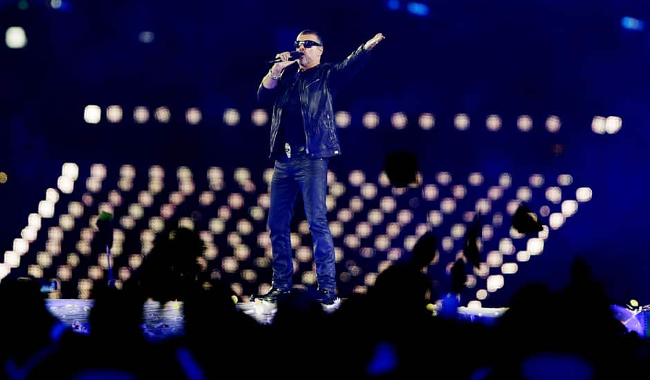 George Michael performs during the Closing Ceremony at the 2012 Summer Olympics, Sunday, Aug. 12, 2012, in London. 