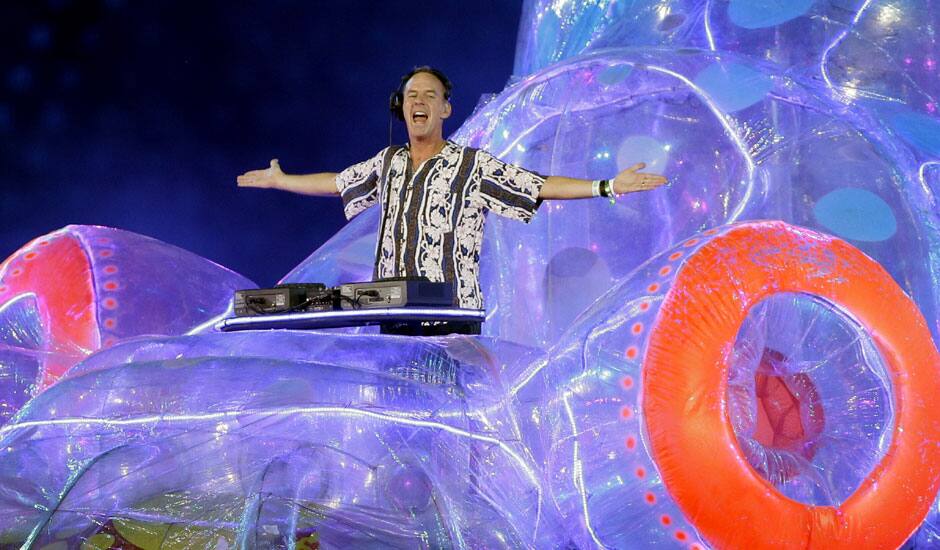 Fatboy Slim performs during the Closing Ceremony at the 2012 Summer Olympics, Sunday, Aug. 12, 2012, in London. 