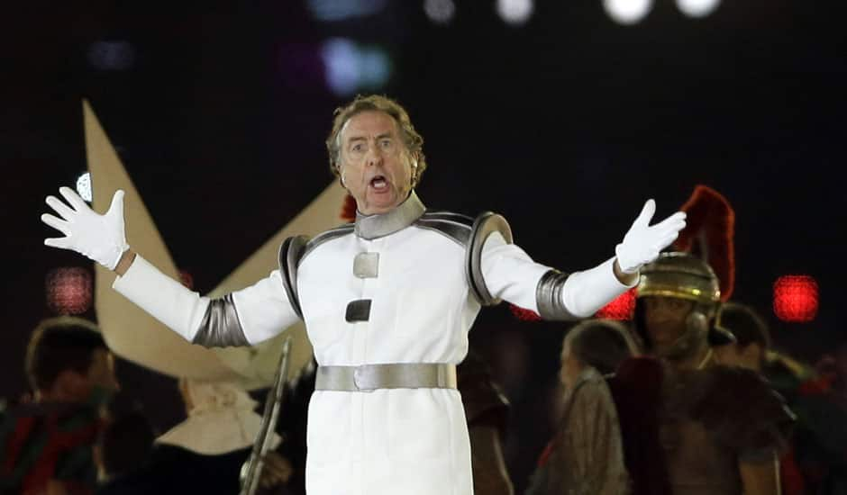 British comedian Eric Idle performs during the Closing Ceremony at the 2012 Summer Olympics, Sunday, Aug. 12, 2012, in London