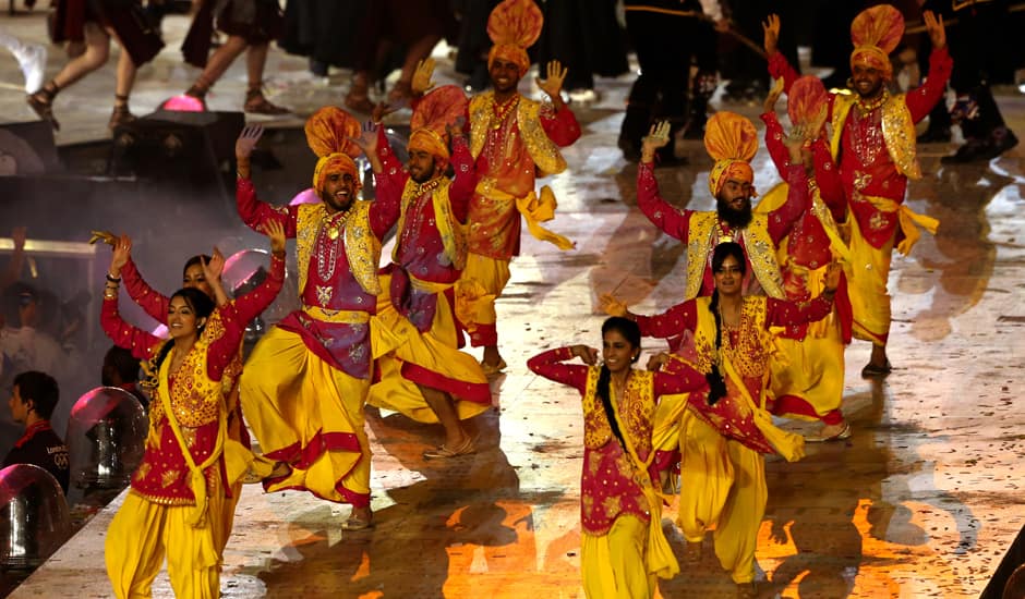 Bollywood dancers perform during a performance of 