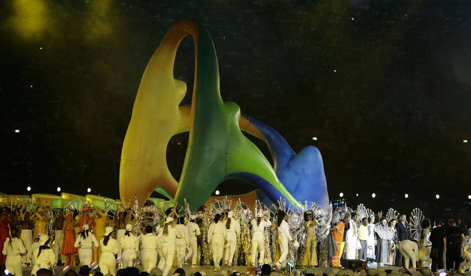 The Rio 2016 logo is paraded during the Closing Ceremony at the 2012 Summer Olympics, Sunday, Aug. 12, 2012, in London.