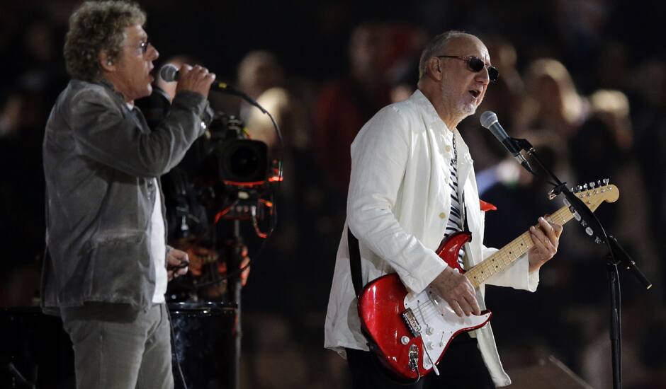 The Who guitarist Pete Townsend, right, and singer Roger Daltrey perform during the Closing Ceremony at the 2012 Summer Olympics, Monday, Aug. 13, 2012, in London. 