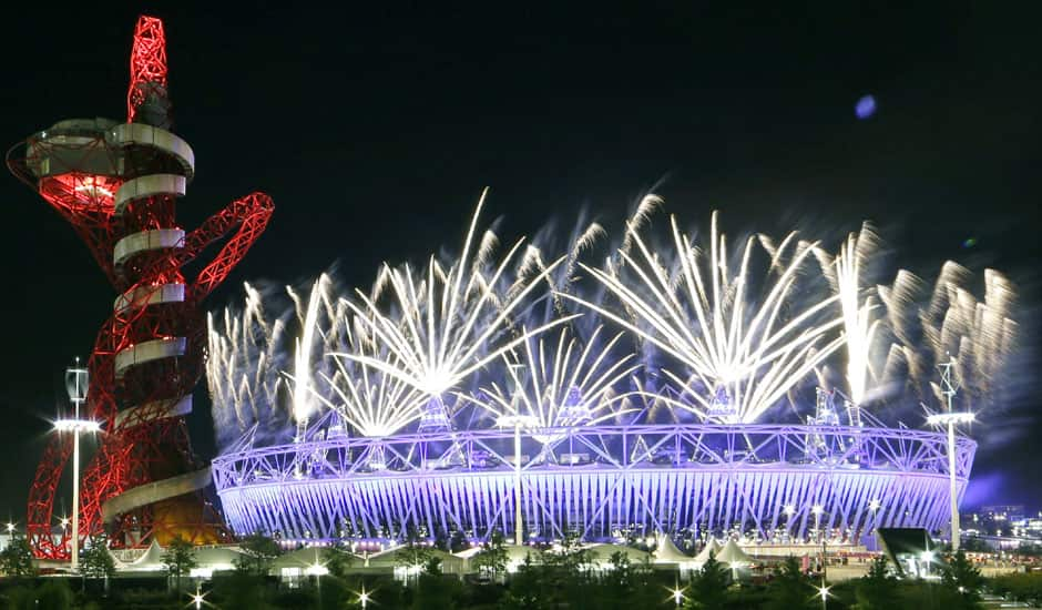 Fireworks go off during the closing ceremony at the 2012 Summer Olympics, Monday, Aug. 13, 2012, in London.