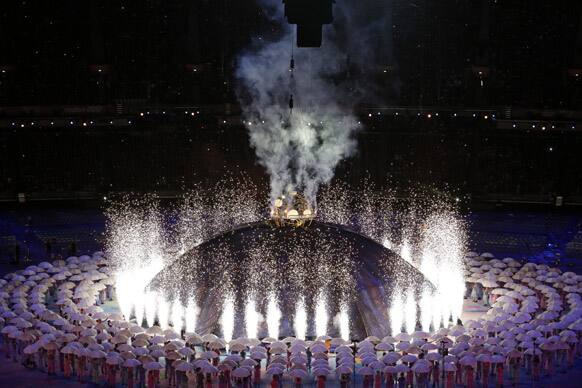 View of performers during the Opening Ceremony for the 2012 Paralympics in London.