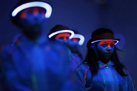 Performers during the Opening Ceremony for the 2012 Paralympics in London.