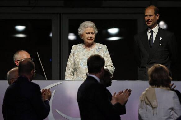 Britain's Queen Elizabeth II is applauded as she arrives for the Opening Ceremony for the 2012 Paralympics in London.