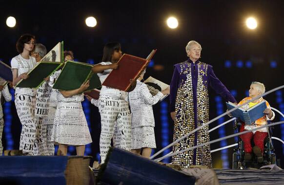 Sir Ian McKellen speaks during the Opening Ceremony for the 2012 Paralympics in London.