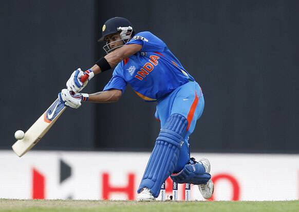 Virat Kohli plays a shot during a warm-up match against Pakistan ahead of the ICC Twenty20 Cricket World Cup in Colombo.