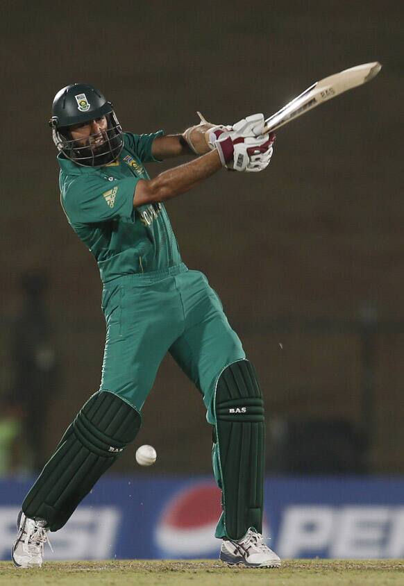 South Africa's Hashim Amla bats during the ICC Twenty20 Cricket World Cup match between South Africa and Zimbabwe in Hambantota.