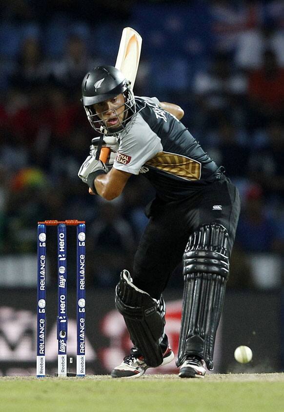 New Zealand's captain Ross Taylor prepares to play a shot during the ICC Twenty20 Cricket World Cup match against Pakistan in Pallekele.