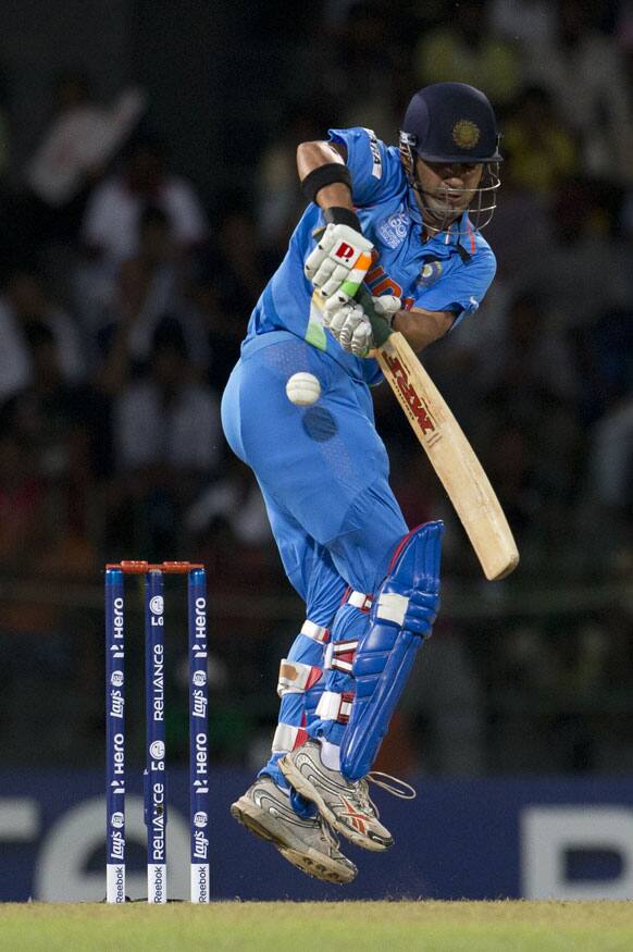 Gautam Gambhir bats during a ICC Twenty20 Cricket World Cup match between England and India in Colombo, Sri Lanka.