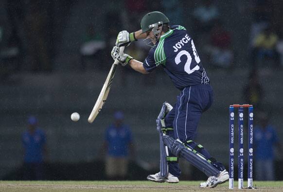 Ireland's batsman Ed Joyce bats during a ICC Twenty20 Cricket World Cup match between Ireland and West Indies in Colombo.