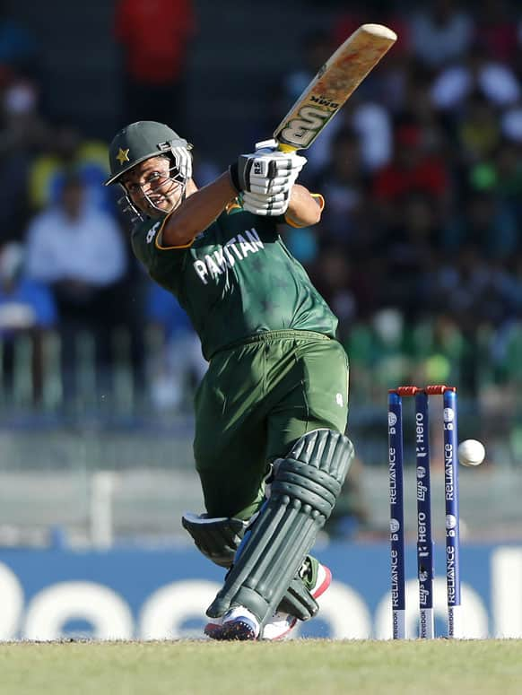 Pakistan's batsman Kamran Akmal plays a shot during an ICC Twenty20 Cricket World Cup Super Eight match against Australia in Colombo, Sri Lanka.