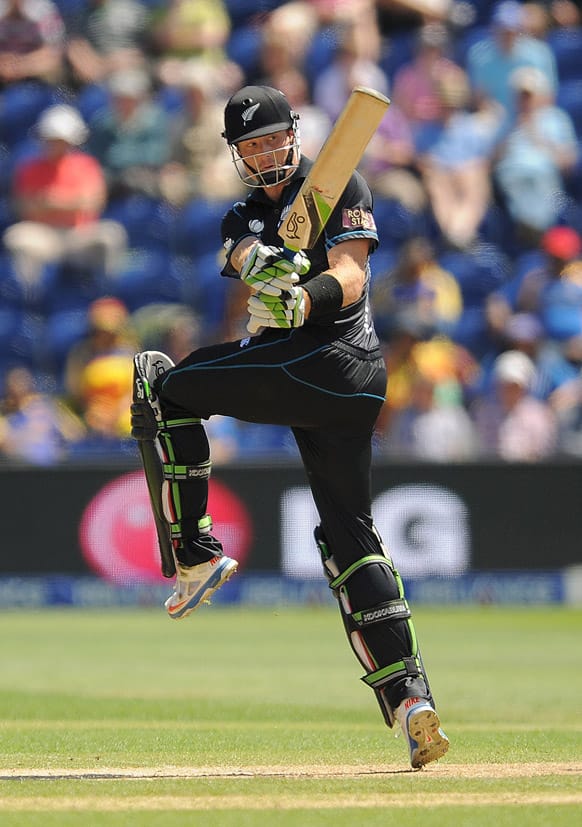 New Zealand's Martin Guptill bats during the ICC Champions Trophy match against Sri Lanka.