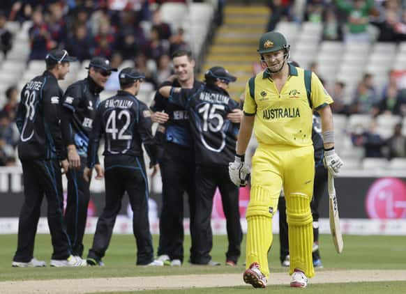 Australia's Shane Watson walks off the pitch after being given out caught behind as he played against New Zealand during their group stage ICC Trophy cricket match at Edgbaston, Birmingham, England.