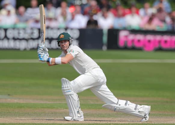 Australia captain Michael Clarke bats during day three of their warm up match against Worcestershire at New Road Worcester England.