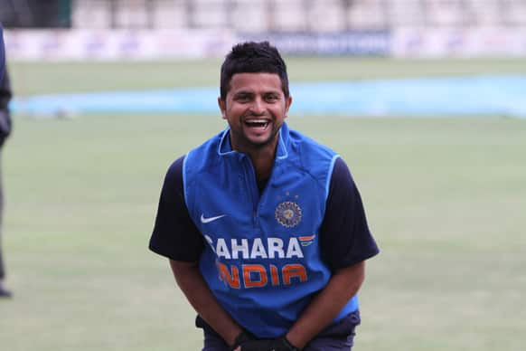 Suresh Raina during a practice session in Harare.