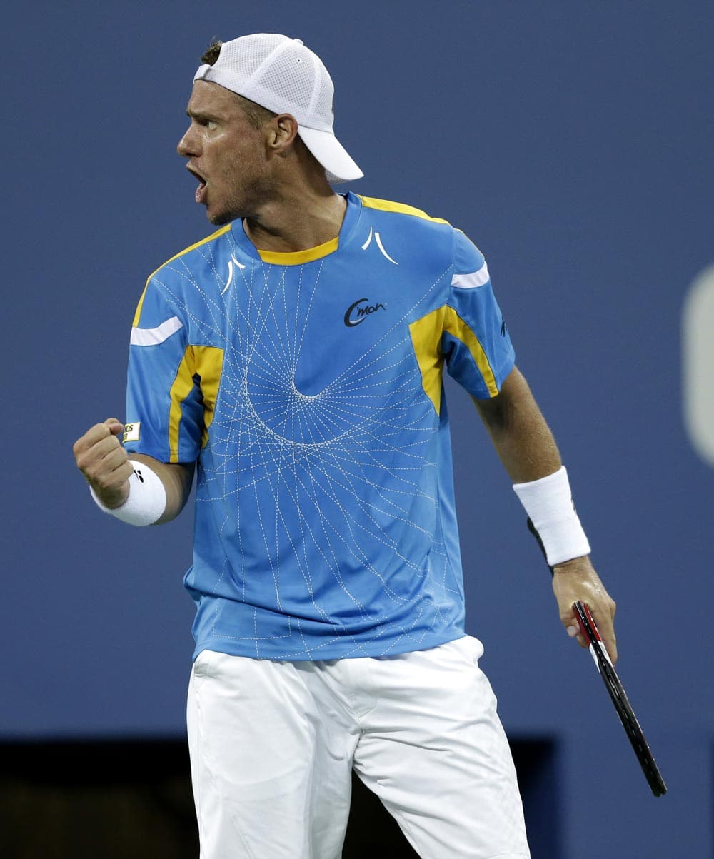 Lleyton Hewitt, of Australia, reacts during a second round match against Juan Martin del Potro, of Argentina, at the US Open tennis tournament.