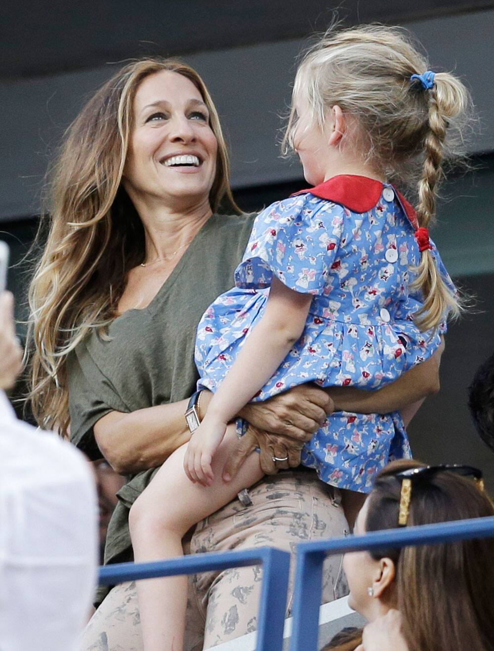 Sarah Jessica Parker is seen during the women's singles final of the 2013 US Open tennis tournament.