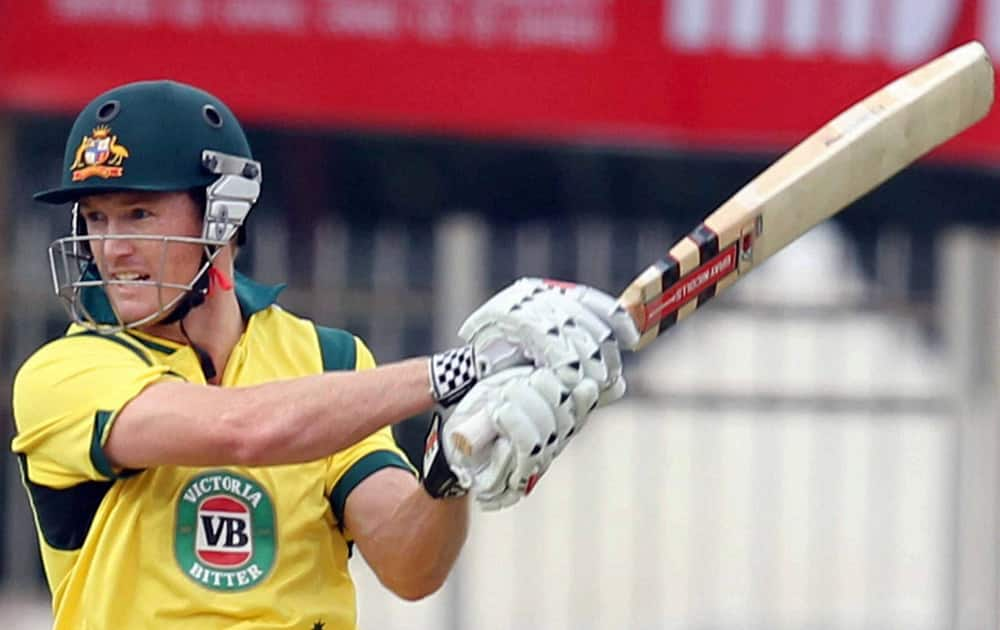 Australian Captain G Bailey in action against India during the 4th ODI cricket match in Ranchi.