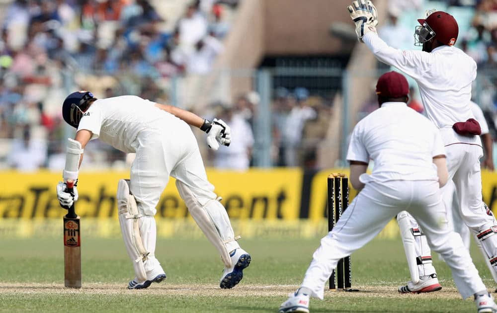 Sachin Tendulkar after being bowled out on 2nd day of the first test match at Eden Garden in Kolkata.