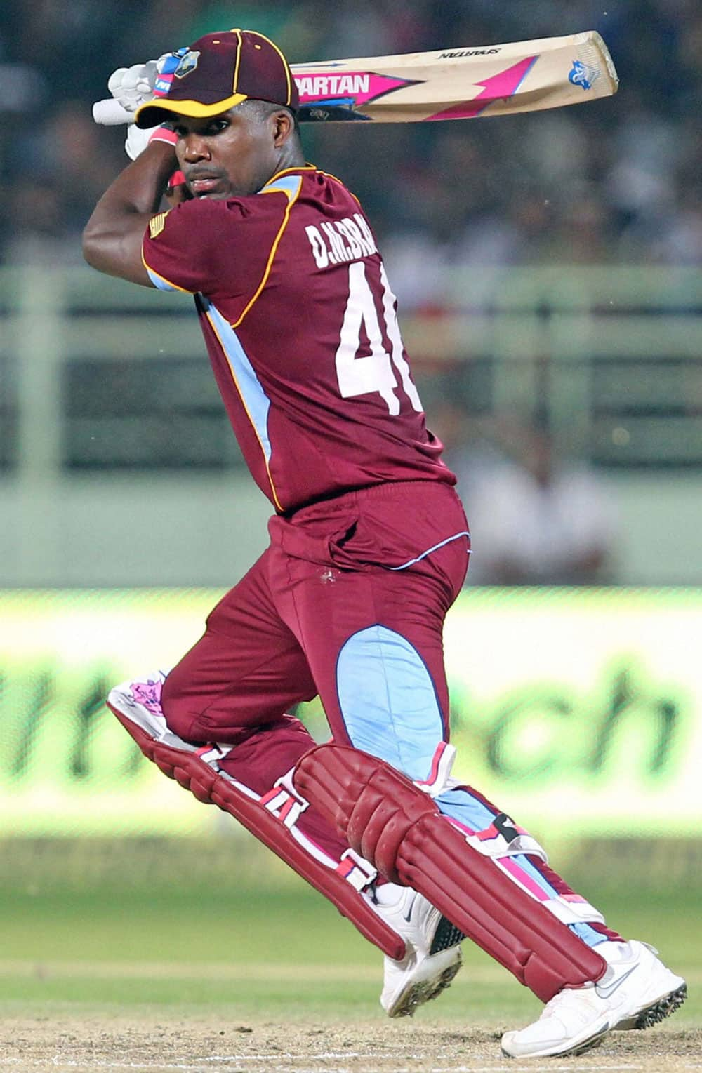 West Indies Cricketer Darren Bravo plays a shot during India vs West Indies 2nd ODI Match in Visakhapatnam.