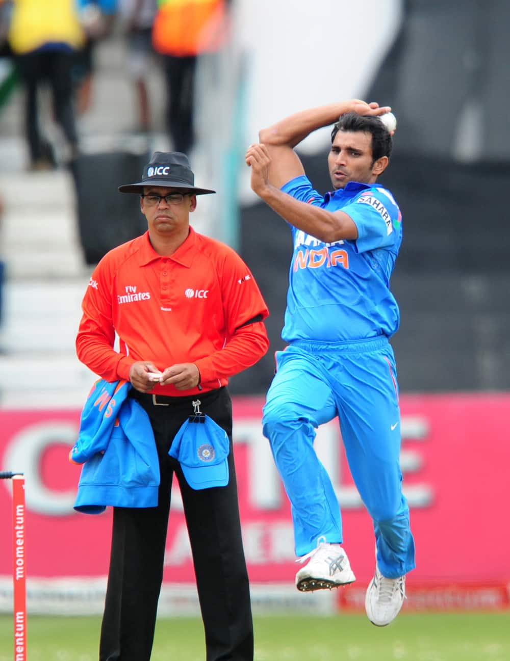 India's Mohammed Shami delivers a ball during their second one day international against South Africa in Durban, South Africa.