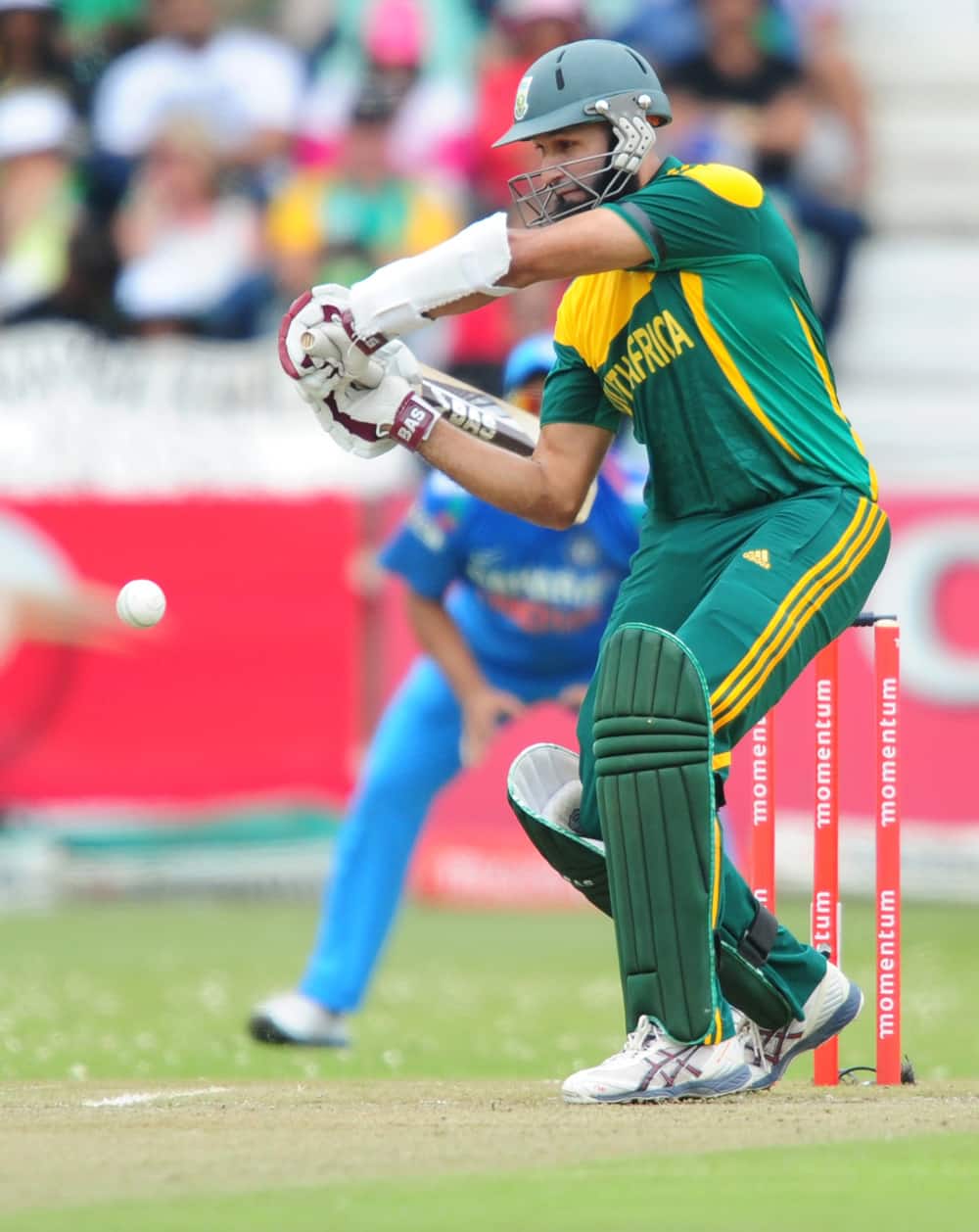 South Africa's Hashim Amla at the wicket during their second one day international against India in Durban, South Africa.