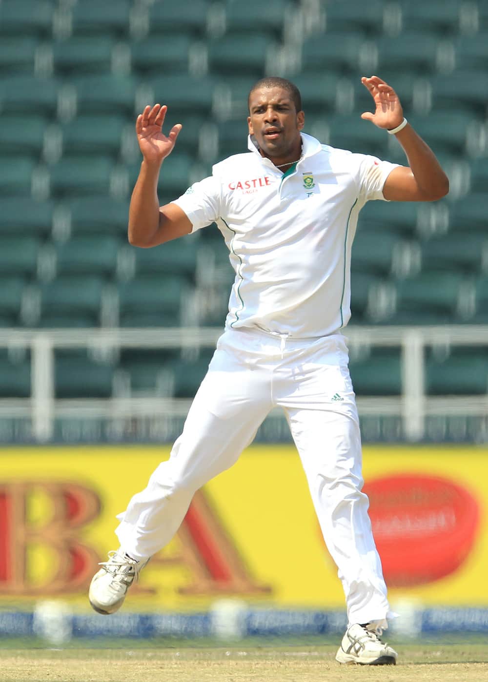 Vernon Philander during India's 2nd innings on the third day of their cricket test match at Wanderers stadium in Johannesburg, South Africa.